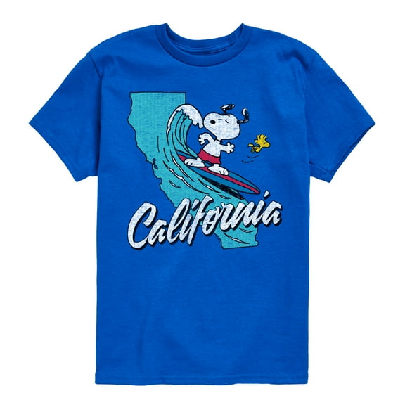 Peanuts - California Surfing Snoopy And Woodstock -Toddler And Youth Short Sleeve Graphic T-Shirt
