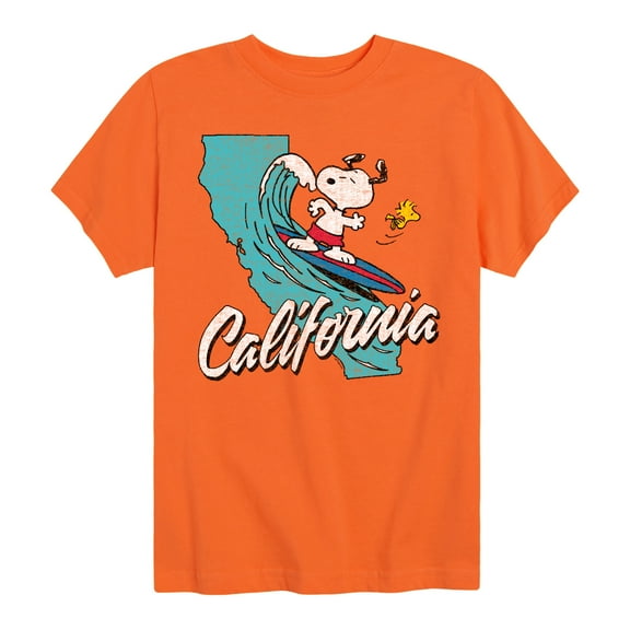 Peanuts - California Surfing Snoopy And Woodstock -Toddler And Youth Short Sleeve Graphic T-Shirt