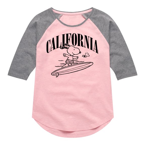 Peanuts - California - Toddler And Youth Girls Raglan Graphic T-Shirt