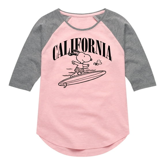 Peanuts - California - Toddler And Youth Girls Raglan Graphic T-Shirt