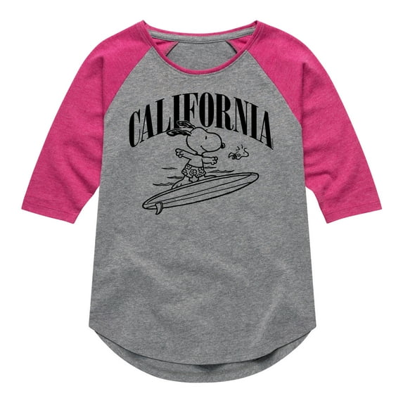 Peanuts - California - Toddler And Youth Girls Raglan Graphic T-Shirt