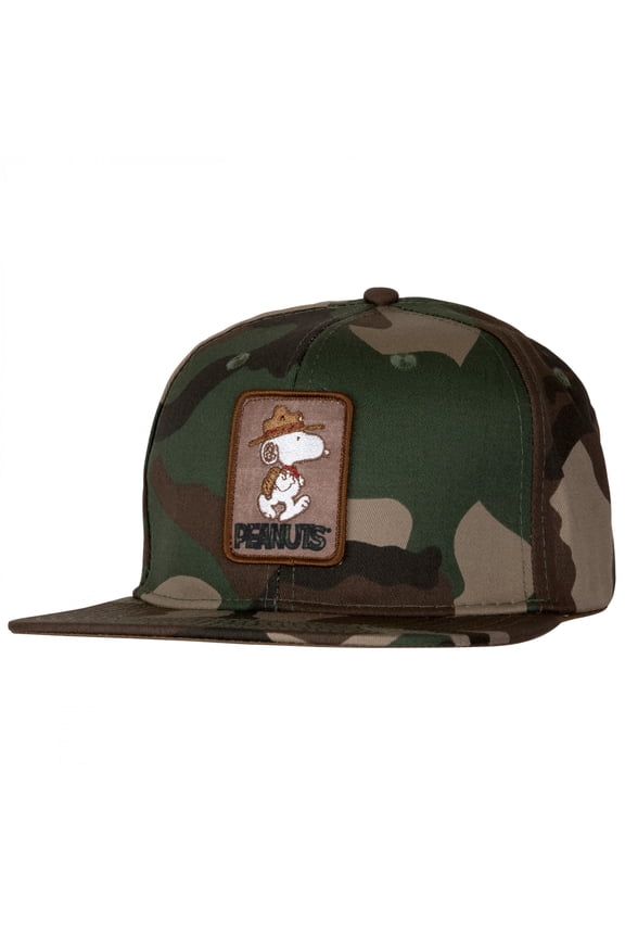 Camo Snoopy Adjustable Flat Bill Hat