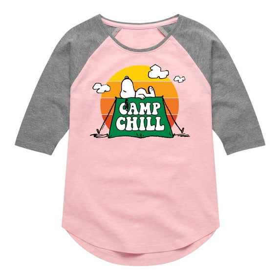 Peanuts - Camp Chill - Toddler And Youth Girls Raglan Graphic T-Shirt