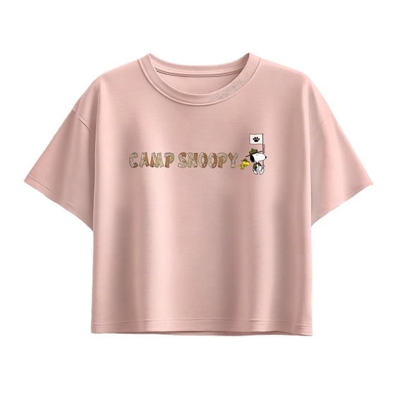 Peanuts - Camp Snoopy Branches Girls' Short Sleeve Boxy Graphic T-Shirt