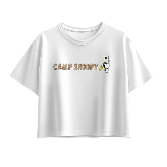 Peanuts - Camp Snoopy Branches Girls' Short Sleeve Boxy Graphic T-Shirt