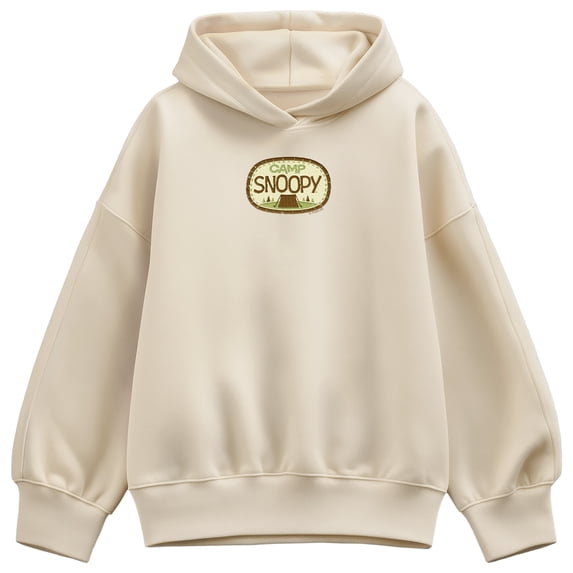Peanuts - Camp Snoopy Faux Patch - Women's Oversized Fleece Hoodie Sweatshirt