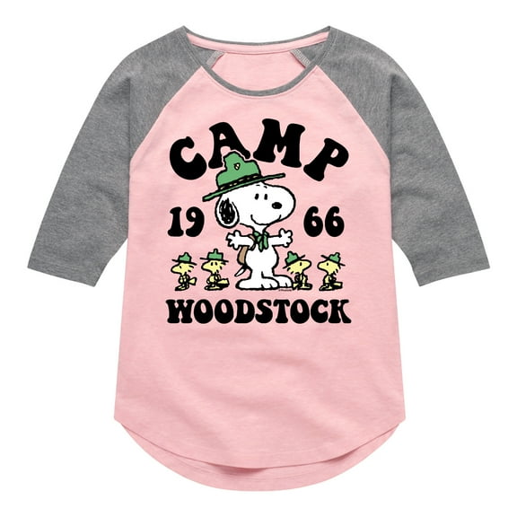 Peanuts - Camp Woodstock - Toddler And Youth Girls Raglan Graphic T-Shirt