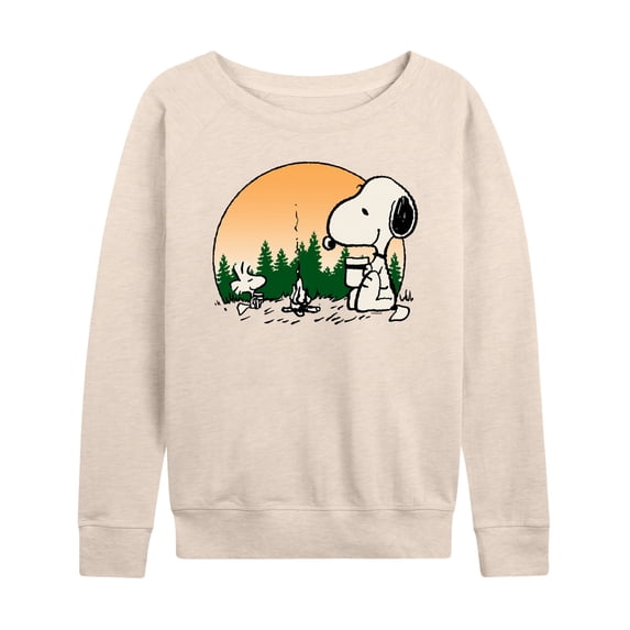 Peanuts - Snoopy and Woodstock Campfire - Women's Lightweight French Terry Long Sleeve Shirt