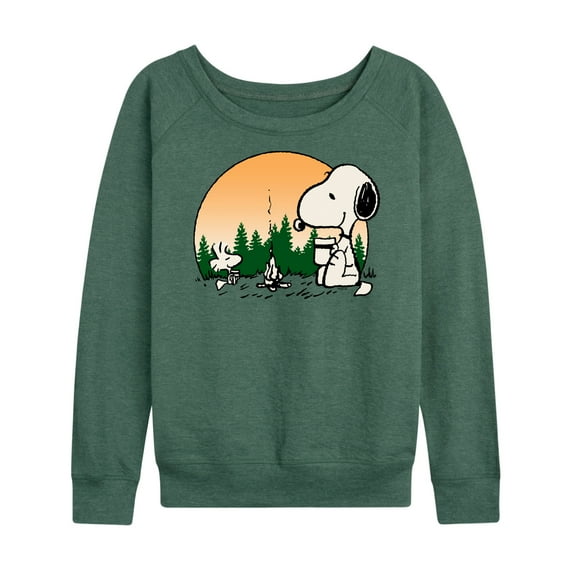 Peanuts - Snoopy and Woodstock Campfire - Women's Lightweight French Terry Long Sleeve Shirt