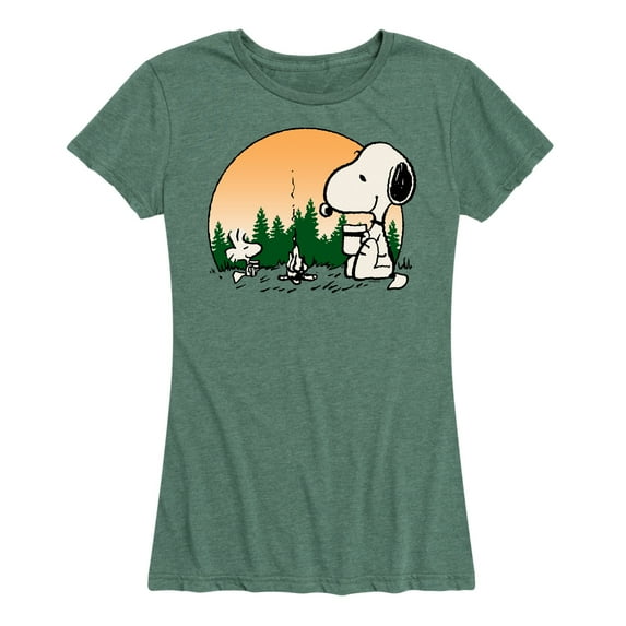 Peanuts - Campfire Snoopy and Woodstock - Women's Short Sleeve Graphic T-Shirt
