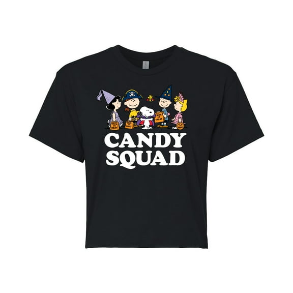 Peanuts - Candy Squad - Juniors Cropped Cotton Blend T-Shirt