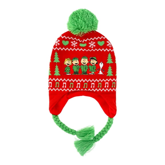 Peanuts Caroling Ribbed Knit Laplander Hat
