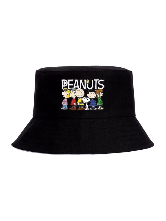 Peanuts Cartoon Characters Black Adult Size Bucket Hat