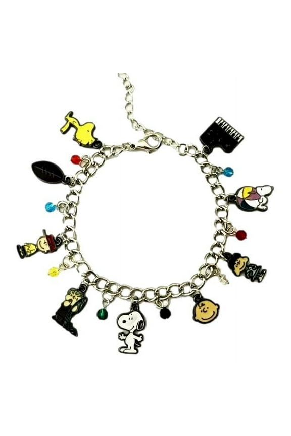 Peanuts Cartoon Dog And Friends Themed Metal Novelty Charm Bracelet
