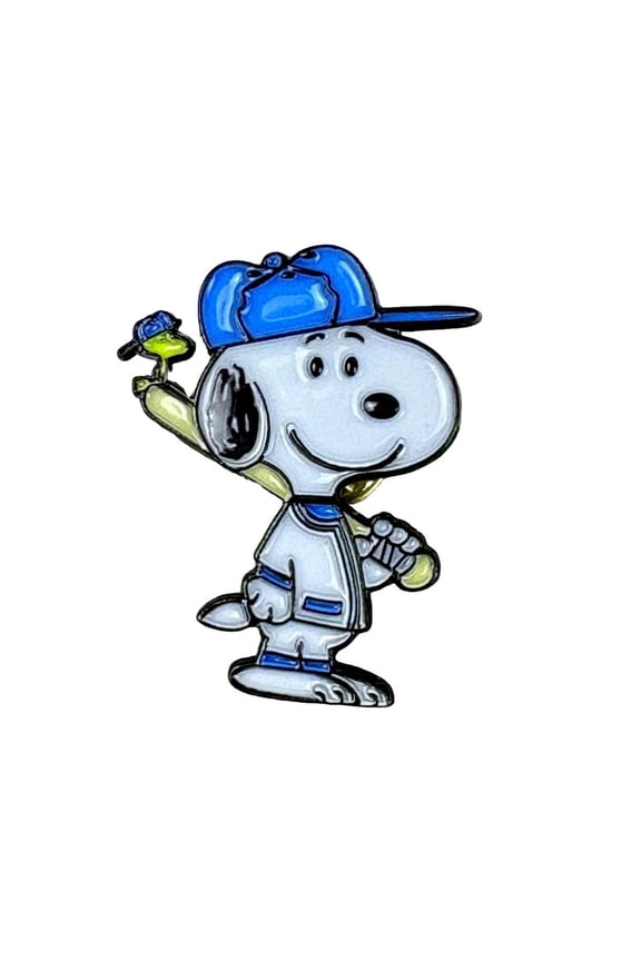 Peanuts Cartoon Dog Character Baseball Player 1.25 Inches Tall Enamel Metal Pin