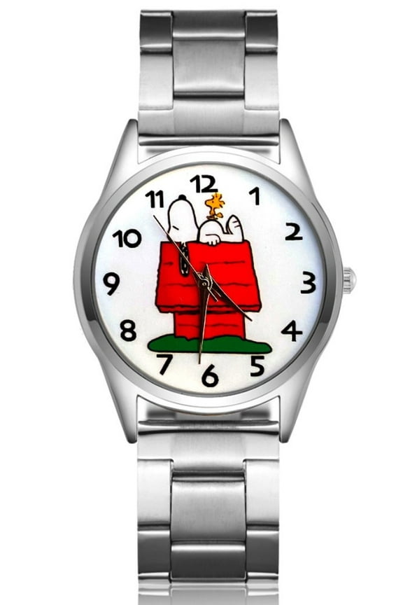 Peanuts Cartoon Dog on Dog House Metal Wristband Watch