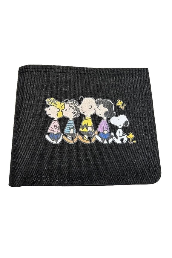 Peanuts Cast Cartoon Canvas Snap Close Bi-Fold Wallet