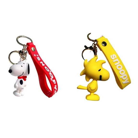 Peanuts Characters Cartoon Dog with Woodstock 3D Rubber Keychain Keyring Set