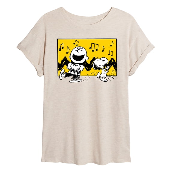 Peanuts - Charlie And Snoopy Dance Time - Women's Oversized T-Shirt