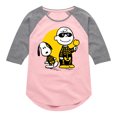 thumbnail image 1 of Peanuts - Charlie And Snoopy Skeleton - Toddler & Youth Girls Raglan Graphic T-Shirt, 1 of 5