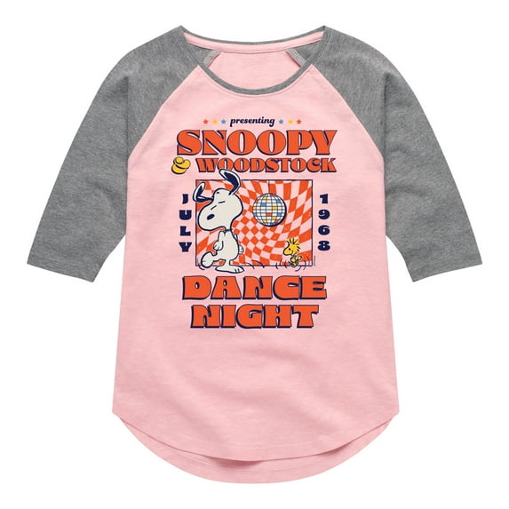 Peanuts - Charlie And Snoopy Skeleton - Toddler & Youth Girls Raglan Graphic T-Shirt