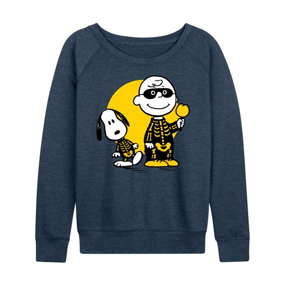 Peanuts - Charlie And Snoopy Skeleton - Women's Lightweight French Terry Long Sleeve Shirt