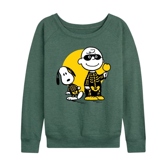 Peanuts - Charlie And Snoopy Skeleton - Women's Lightweight French Terry Long Sleeve Shirt