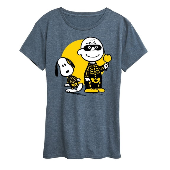 Peanuts - Charlie And Snoopy Skeleton - Women's Short Sleeve Graphic T-Shirt