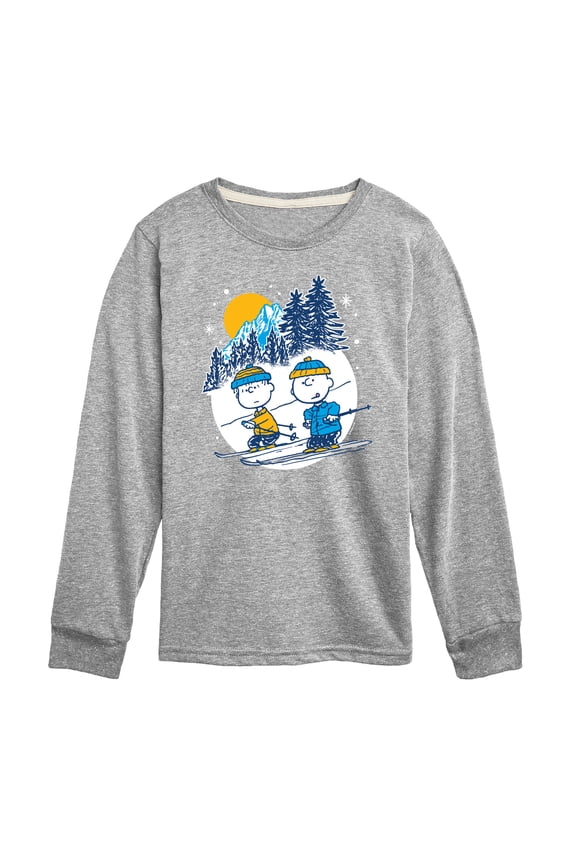 - Charlie Brown And Linus Skiing - Toddler And Youth Long Sleeve Graphic T-Shirt
