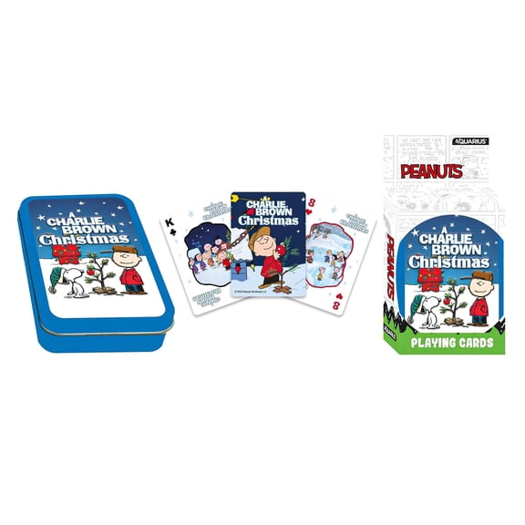 Aquarius Charlie Brown Christmas Themed Playing Cards Deck with Decorative Tin for Your Favorite Card Games - Officially Licensed Merchandise & Collectibles
