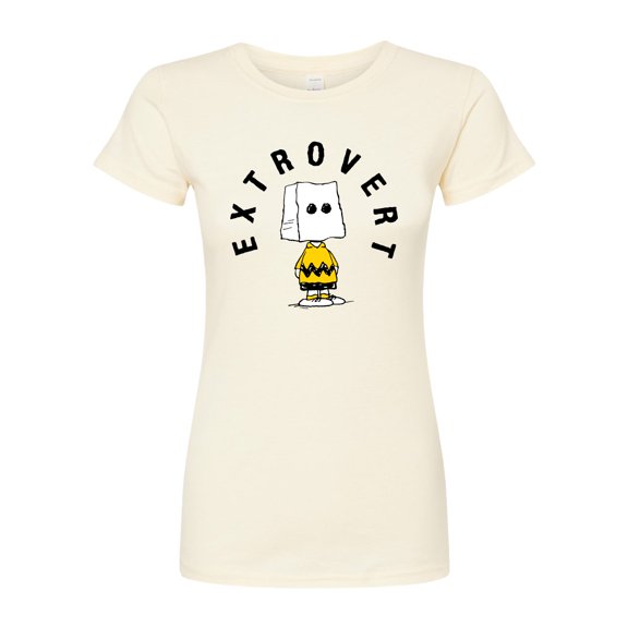 Peanuts - Charlie Brown Extrovert - Juniors Fitted Graphic T-Shirt