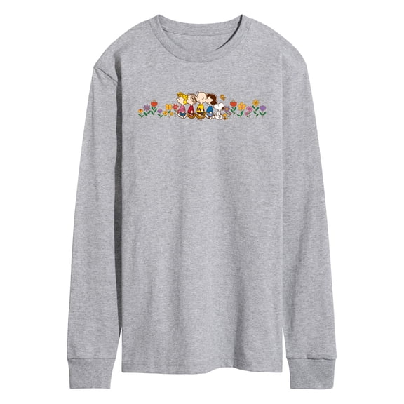 Peanuts - Charlie Brown & Friends Flowers - Men's Long Sleeve Graphic T-Shirt