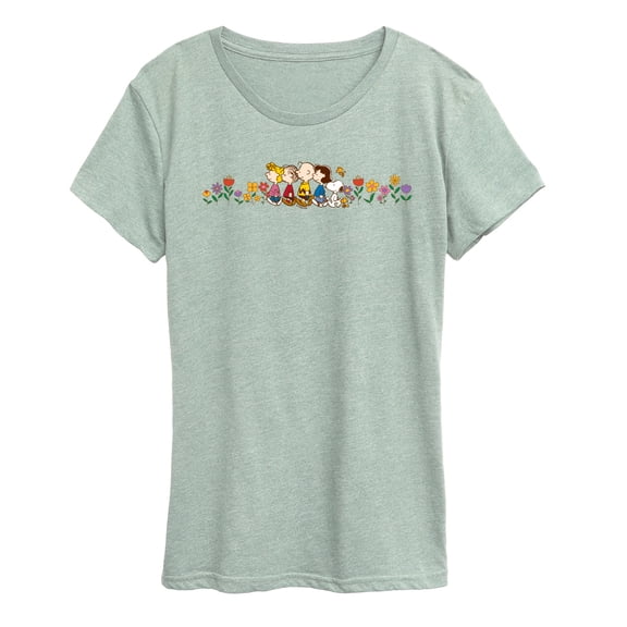 Peanuts - Charlie Brown & Friends Flowers - Women's Short Sleeve Graphic T-Shirt
