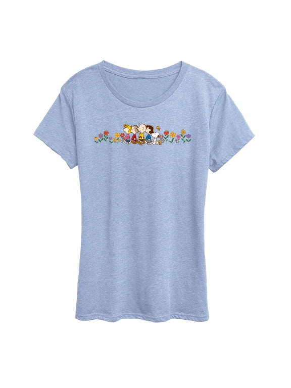 - Charlie Brown & Friends Flowers Women's Short Sleeve Graphic T-Shirt