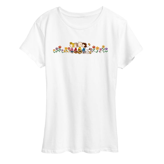 Peanuts - Charlie Brown & Friends Flowers - Women's Short Sleeve Graphic T-Shirt