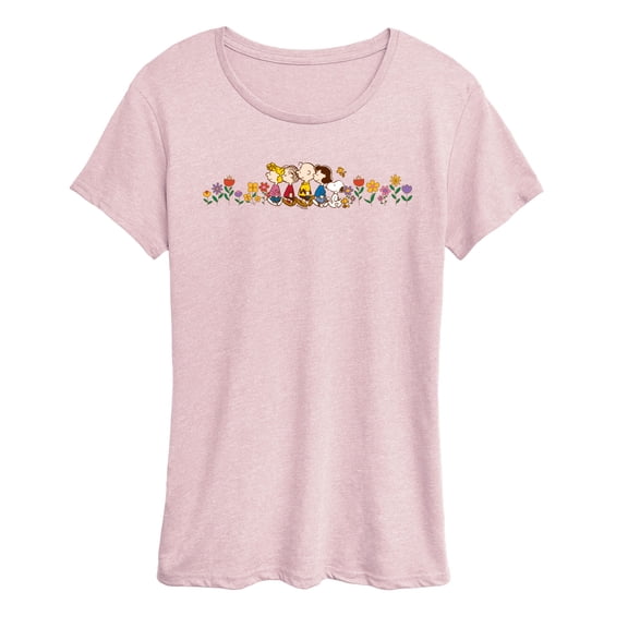 Peanuts - Charlie Brown & Friends Flowers - Women's Short Sleeve Graphic T-Shirt