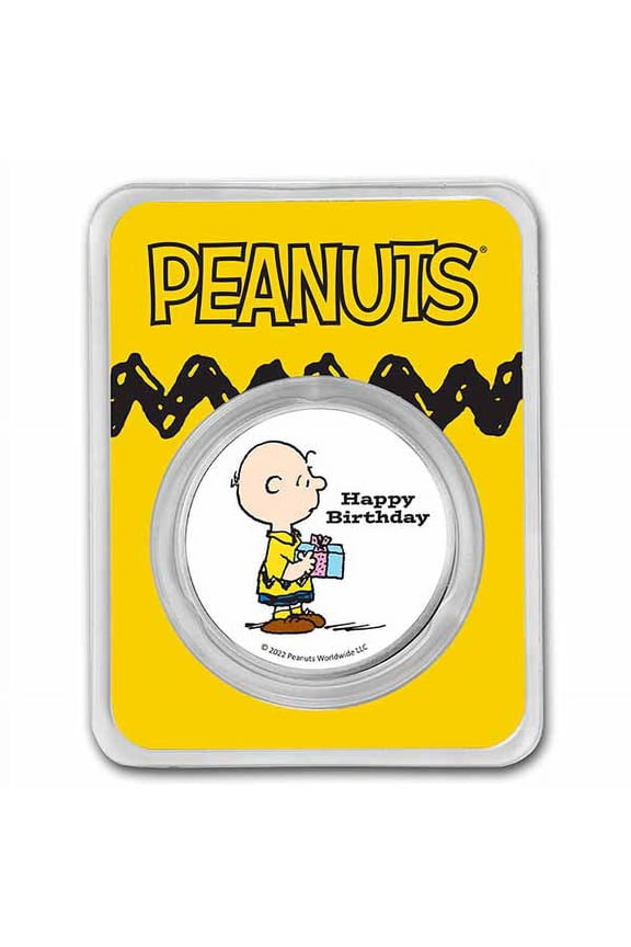Charlie Brown Happy Birthday 1 oz Colorized Silver