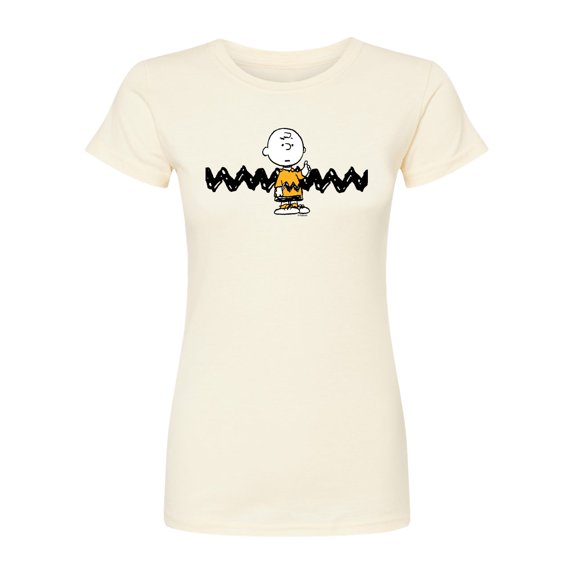 Peanuts - Charlie Brown - Juniors Fitted Graphic T-Shirt