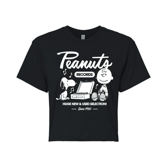Peanuts - Charlie Brown Records - Juniors Cropped Cotton Blend T-Shirt