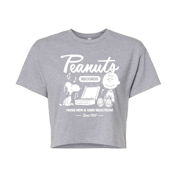 Peanuts - Charlie Brown Records - Juniors Cropped Cotton Blend T-Shirt