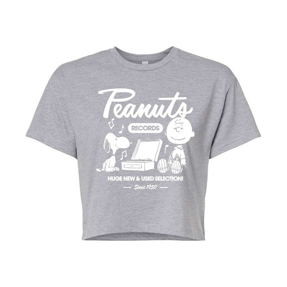 Peanuts - Charlie Brown Records - Juniors Cropped Cotton Blend T-Shirt