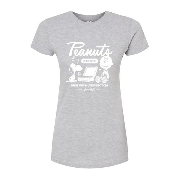Peanuts - Charlie Brown Records - Juniors Fitted Graphic T-Shirt