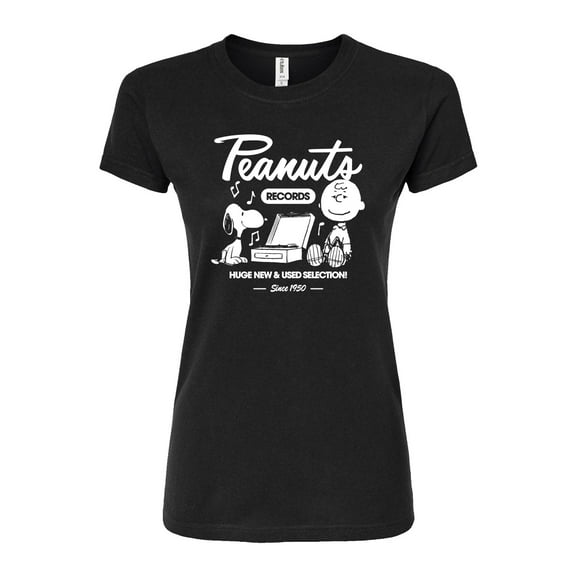 Peanuts - Charlie Brown Records - Juniors Fitted Graphic T-Shirt
