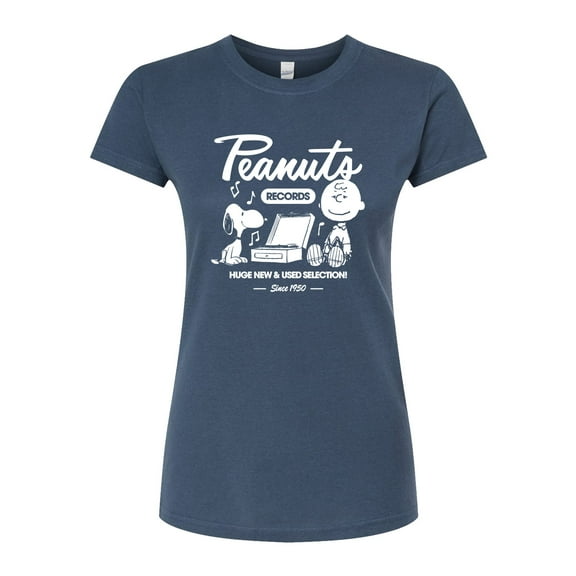 Peanuts - Charlie Brown Records - Juniors Fitted Graphic T-Shirt
