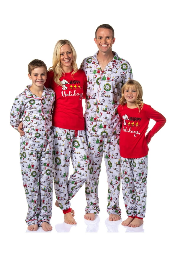 Peanuts Charlie Brown Snoopy Woodstock Sleep  Christmas 2PC Matching Family Holiday Pajama Set Sleepwear Loungewear