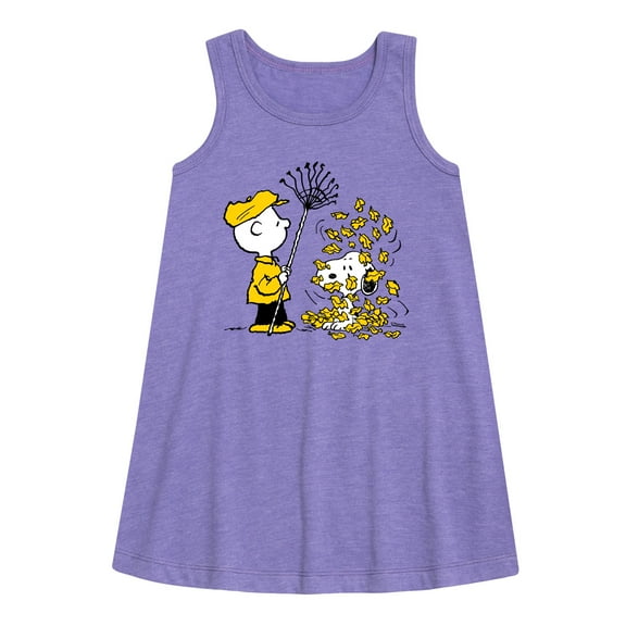 Peanuts - Charlie Brown Snoopy Fall Leaves - Toddler & Youth Girls A-line Dress