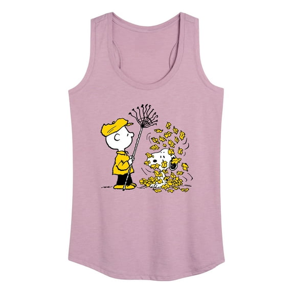 Peanuts - Charlie Brown Snoopy Fall Leaves - Women's Racerback Tank Top