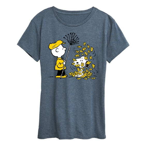 Peanuts - Charlie Brown Snoopy Fall Leaves - Women's Short Sleeve Graphic T-Shirt