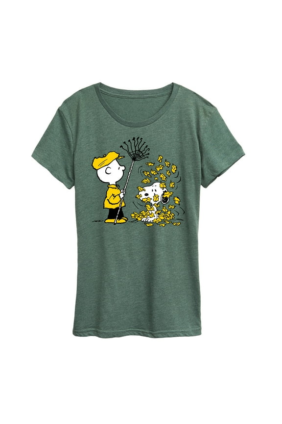 - Charlie Brown Snoopy Fall Leaves - Women's Short Sleeve Graphic T-Shirt