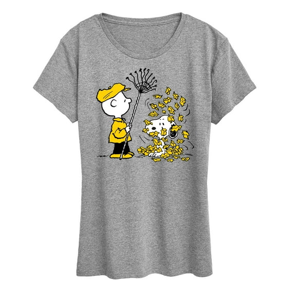 Peanuts - Charlie Brown Snoopy Fall Leaves - Women's Short Sleeve Graphic T-Shirt